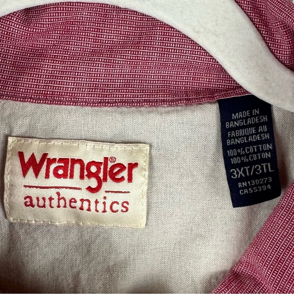 Wrangler Authentics Men's Red Short Sleeve Button Down Shirt 3XLT Casual Western - Picture 3 of 6